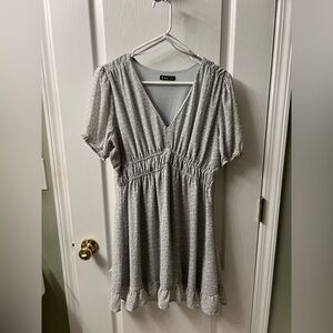 Very J Light Blue Gray Patterned Mini Dress